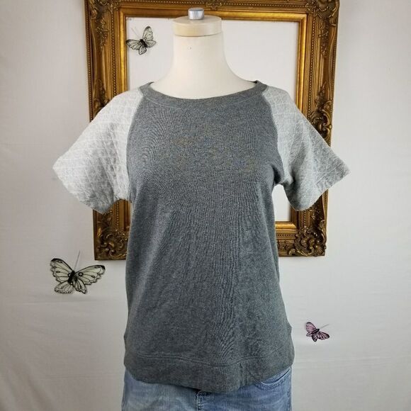 J. Crew short sleeve top quilted sleeve - Picture 1 of 6
